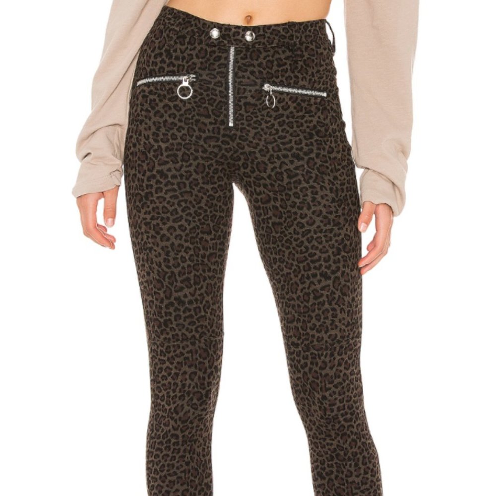 BlankNYC animal print moto skinny pants